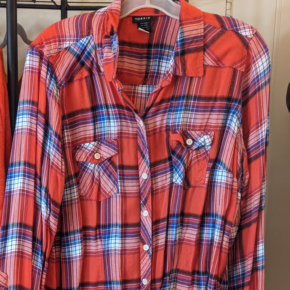 Plaid button-up shirt